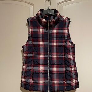 Tommy Hilfiger Navy and Red Plaid Vest